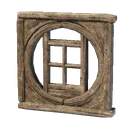 Grand cadre de fenêtre rond en bois