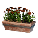 Long pot de fleurs mural rouge