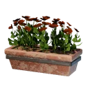 Long pot de fleurs mural rouge